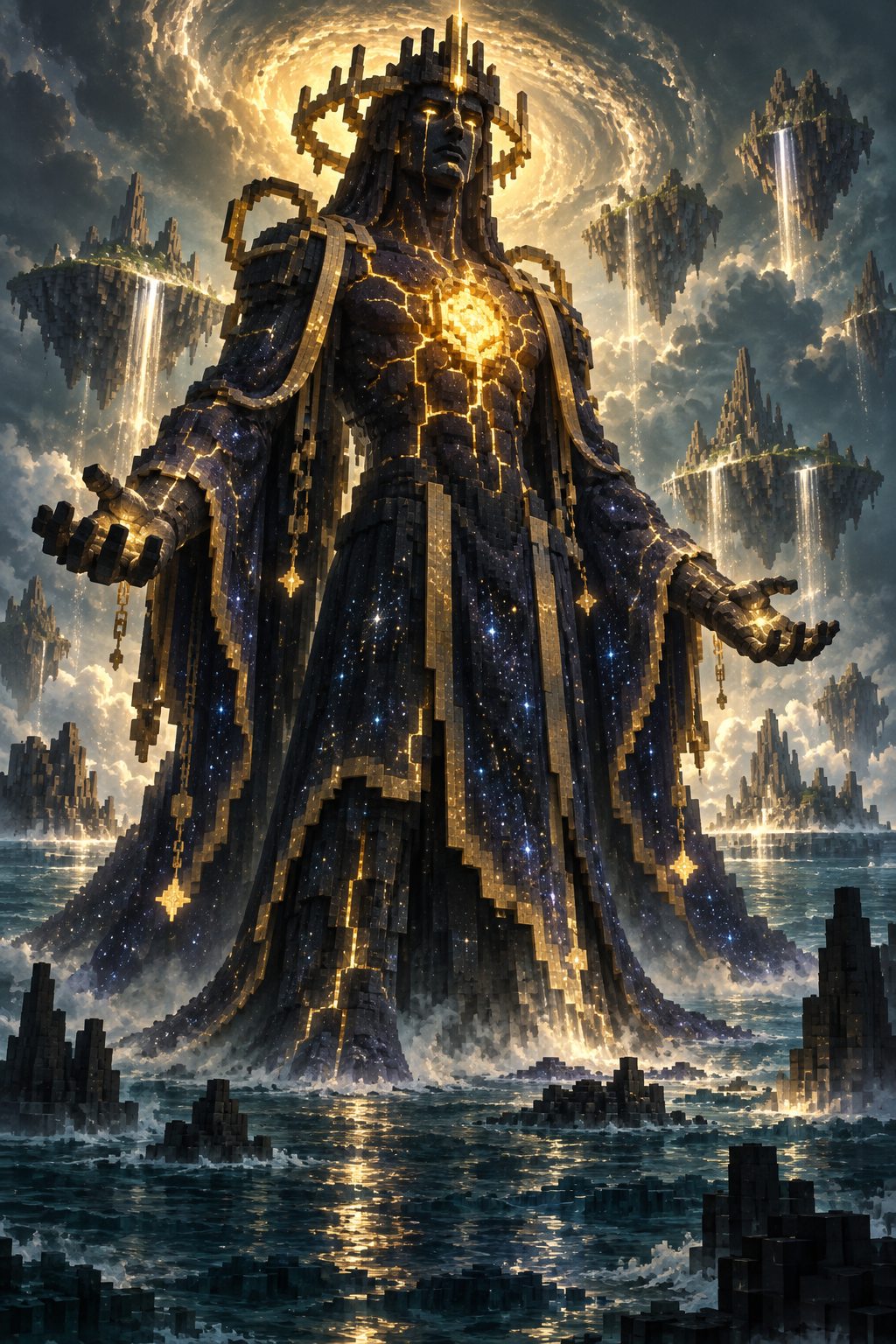 Azharel, creador de Alyssar, alzándose sobre el Mar Sin Orillas
